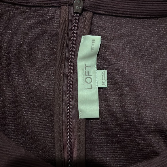 Loft Ribbed Maroon 3/4 length sleeve mini dress Sz 6P - Picture 4 of 5